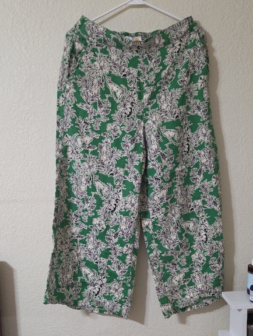 C&C California Green Floral Wide-Leg Pants
